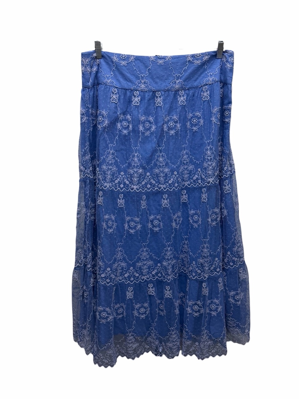 Sundance Boho Blue Embroidered Lace Maxi Skirt
